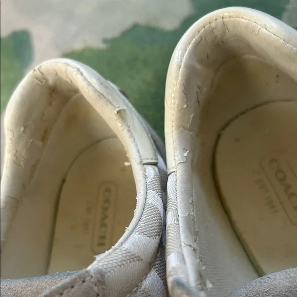 COACH Cream Kathleen Canvas + Suede Sneakers Size 8 - Picture 6 of 10